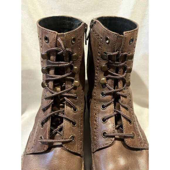 Andrew Marc Wingtip‎ Brown Leather Lace Up Ankle Boots w/ Zipper Men 9.5 C99-112 - Picture 6 of 16